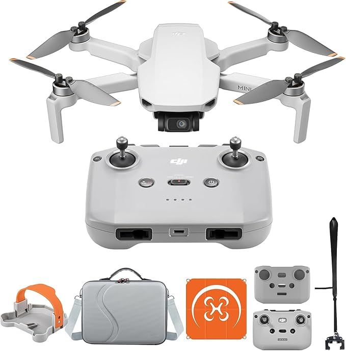 DJI Mini 4K Bundle, Drone With 4K UHD Camera, Less than 249g, 3-Axis Gimbal Stabilization, 10Km Video Transmission, Automatic Return, Wind Resistance, 1 Battery For 31 min Flight, C0