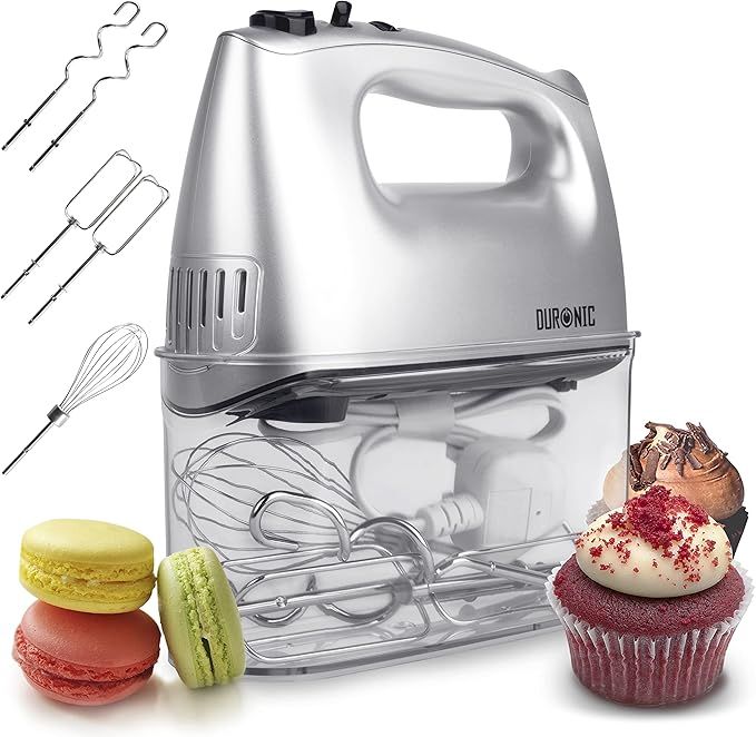 Duronic HM4 SR Batidora de Varillas, Batidora Amasadora Repostería 400W, 5 Velocidades