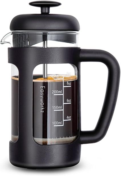 Easyworkz Cafetera de prensa francesa con vidrio de borosilicato resistente al calor, 350 ml