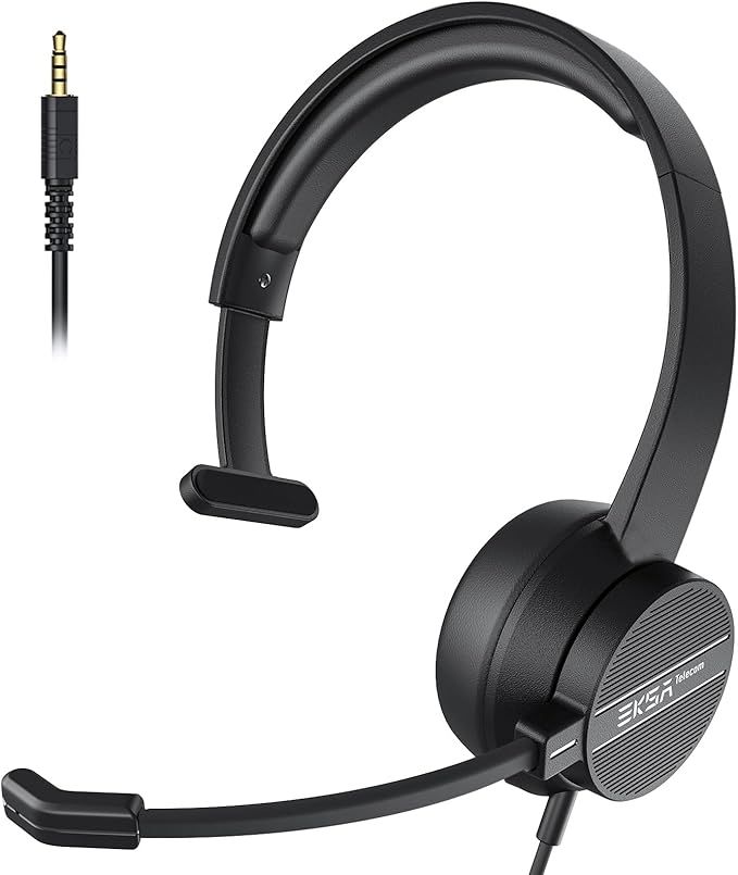 EKSA H15 PC Headphones with Microphone, 3.5 mm Headphones with Mute Switch and Volume Control