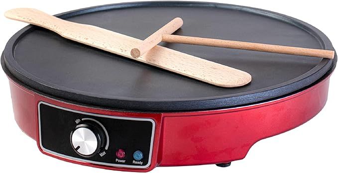 Gadgy ® Crepera Crêpes Maker | Diámetro 30 cm 1000 W | Plancha Anti Adherente | Temperatura Ajustable | Esparcidor y Espátula Incluido | Panqueques Tortitas Tortillas Wraps Bacón