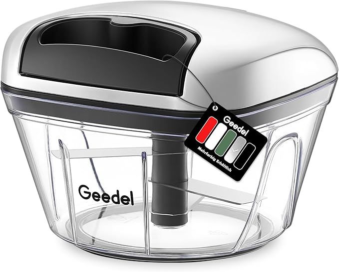 Geedel Picadora de Alimentos, Picadora Manual Fácil de Limpiar y Segura, Picadora de Verduras Rápida para Verduras, Frutas y Nueces
