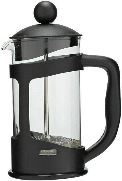 Glow Classic Continental, Cafetera negra de 350 ml, cafetera de prensa francesa con olla de vidrio templado a prueba de golpes y filtro de émbolo para granos molidos, té espresso