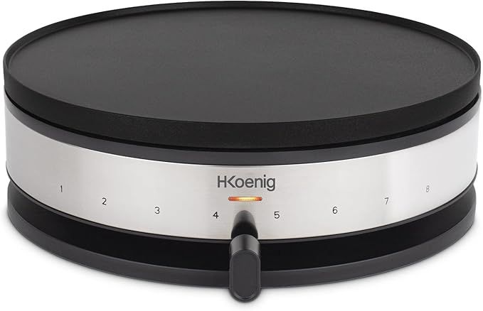 H.Koenig Crepera eléctrica KREP56, Crepera 2 en 1, Planchas reversibles, Crepe Party, Crepes y Mini crepes, Termostato regulable 230°, Planchas antiadherentes 33 cm y 10cm, 1500W