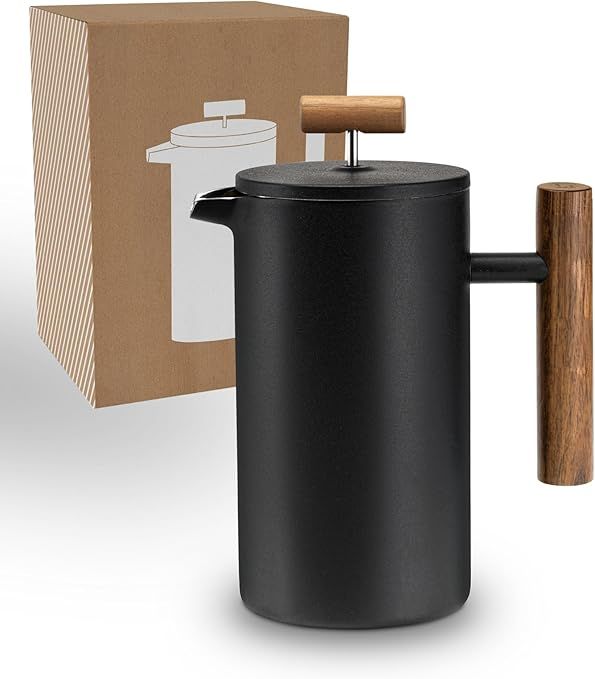 Lambda Coffee® cafetera francesa térmica | 1 litro - 5 tazas | 3 tamaños disponibles | French Press de acero inoxidable | Doble pared | prensa francesa | cafetera embolo