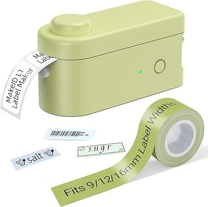 Makeid Etiquetadora Bluetooth Portátil, Mini Impresora para Etiquetas Adhesivas, Impresora Térmica, Máquina de Equitado Ideal para Casa, Oficina, Tienda y Escuela Verde