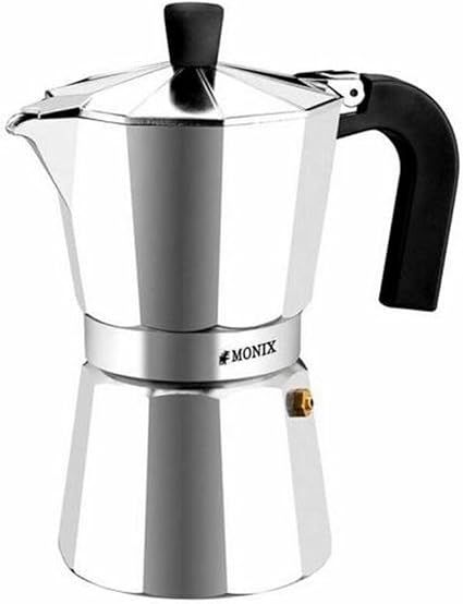 Monix M620009 Vitro Express | Cafetera de Aluminio 9 Tazas, Apta para Todo Tipo de cocinas Excepto inducción, 1000 W, 9 Cups, Plata