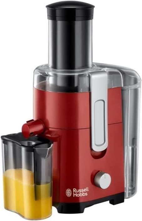 Russell Hobbs Licuadora Desire - Jarra de Zumo de 750 ml, Boquilla Extragrande de 75 mm para Frutas Enteras, Depósito de Pulpa de 2 L, 2 Velocidades, Piezas Lavables en Lavavajillas, Rojo - 24740-56