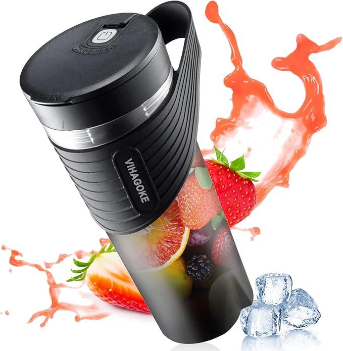 SESOCSEO Batidora Portatil para Smoothies, Licuadoras Para Zumos de 460ml con Batería Recargable de 4000mAh, Batidora Smoothie con Pajita de Silicona, Adecuado para Viajar y para el Hogar (HD-07)