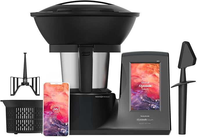 Taurus Mycook Touch Black Edition - Robot de Cocina con WiFi, 1600W, 2L, hasta 140º, multifunción